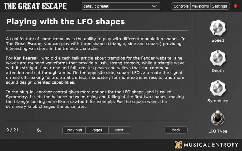 The Great Escape screenshot (tutorial tab)
